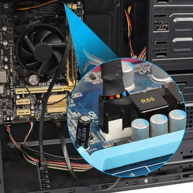 Alt view image 6 of 6 - 4-Pin PWM PC Fan Hub PC 5 Way Splitter 1 to 5 Splitter 5 Way PC Case Internal Motherboard 4pin/3pin Fan Power Extension Cable