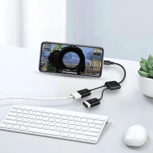 Alt view image 3 of 6 - USB C to USB 2.0 Splitter OTG 1 In 2 Out Cable Splitter Micro USB to USB 2.0 HUB Phone Display Expansion Charging Cord Adapter