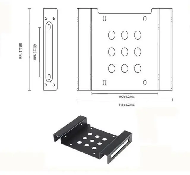 Alt view image 6 of 6 - Hard Disk Tray Holder Aluminum Frame 2.5 3.5 inch Laptop SSD Bracket Desktop SATA IDE HDD to 5.25 CD Driver Cradle Cooling Stand