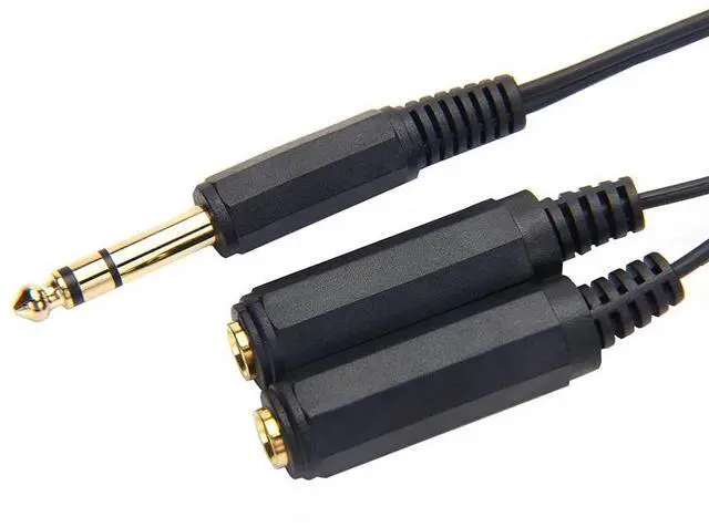 Alt view image 3 of 6 - 1 to 2 Stereo 6.35mm Audio Splitter Cable Male to Female Jack Plug Adapter Speaker Extend Cord Converter Audio Wire Cable