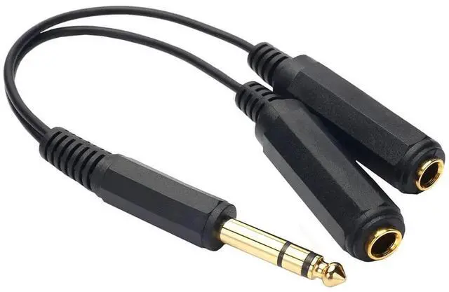 Alt view image 4 of 6 - 1 to 2 Stereo 6.35mm Audio Splitter Cable Male to Female Jack Plug Adapter Speaker Extend Cord Converter Audio Wire Cable