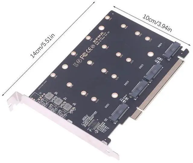 Alt view image 2 of 6 - PCIe X16 4.0 5.0 to M.2 NVMe SSD 4Port Convert Card Computer Motherboard Expansion Adapter with 4 Instruction Light for Computer