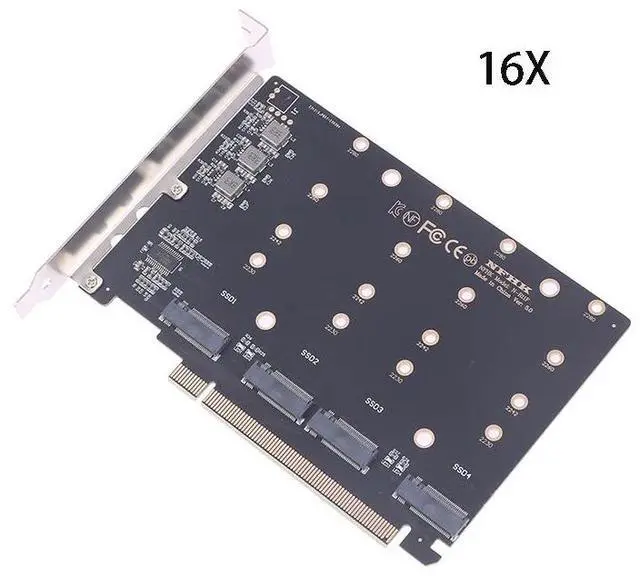 Alt view image 3 of 6 - PCIe X16 4.0 5.0 to M.2 NVMe SSD 4Port Convert Card Computer Motherboard Expansion Adapter with 4 Instruction Light for Computer