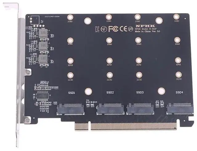 Alt view image 4 of 6 - PCIe X16 4.0 5.0 to M.2 NVMe SSD 4Port Convert Card Computer Motherboard Expansion Adapter with 4 Instruction Light for Computer