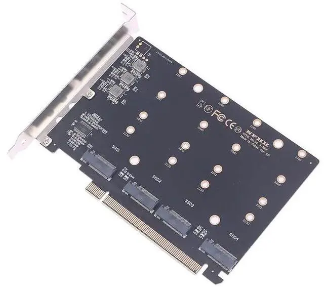 Alt view image 5 of 6 - PCIe X16 4.0 5.0 to M.2 NVMe SSD 4Port Convert Card Computer Motherboard Expansion Adapter with 4 Instruction Light for Computer