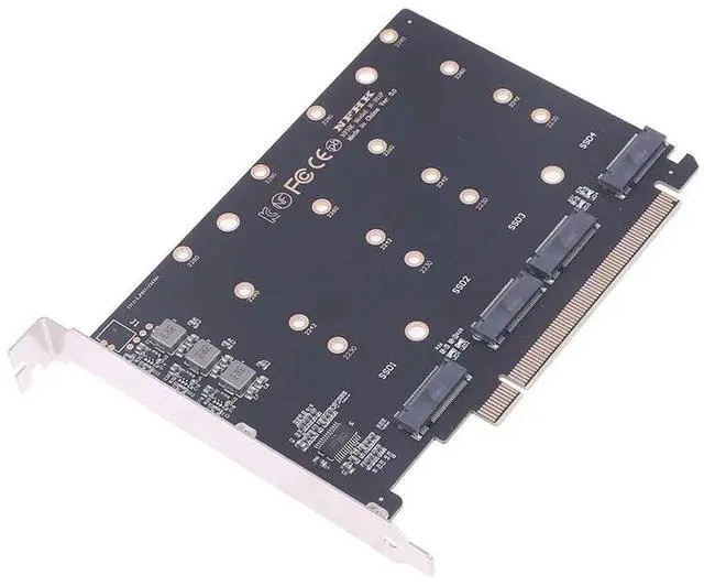 Alt view image 6 of 6 - PCIe X16 4.0 5.0 to M.2 NVMe SSD 4Port Convert Card Computer Motherboard Expansion Adapter with 4 Instruction Light for Computer