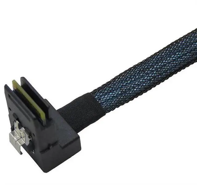 Alt view image 4 of 6 - Mini SAS Data Cable Breakout Line 36PIN 90 Degree Elbow SFF-8087 4 Lane SATA Server Array Card Hard Drive Connect Wire Extend