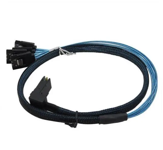 Alt view image 6 of 6 - Mini SAS Data Cable Breakout Line 36PIN 90 Degree Elbow SFF-8087 4 Lane SATA Server Array Card Hard Drive Connect Wire Extend