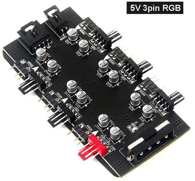 Alt view image 3 of 6 - 6 Ports PWM Fan Hub Converter 5V 3PIN RGB Cable Splitter Controller IDE 4 PIN CPU Case Cooling Fan Adapter with 60cm Power Cord