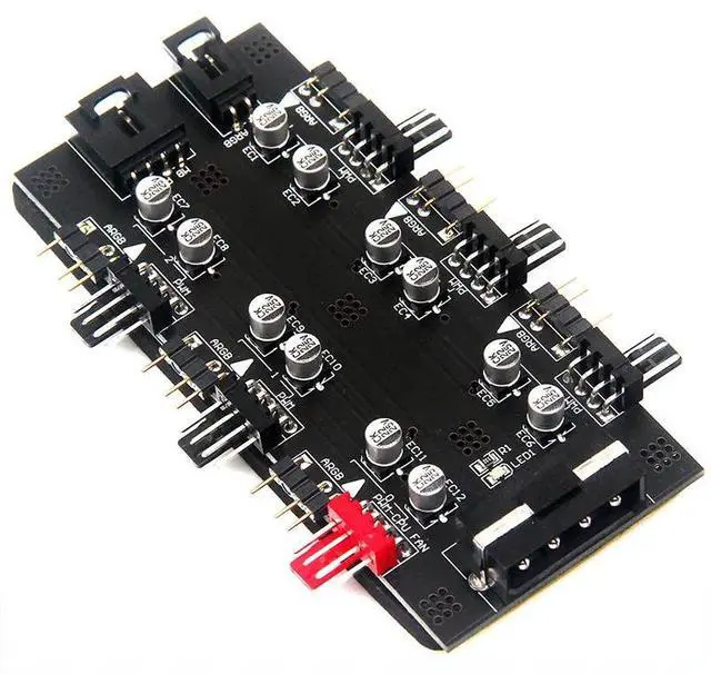 Alt view image 2 of 6 - 6 Ports PWM Fan Hub Converter 5V 3PIN RGB Cable Splitter Controller IDE 4 PIN CPU Case Cooling Fan Adapter with 60cm Power Cord