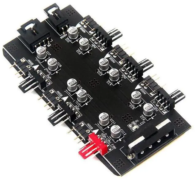 Alt view image 4 of 6 - 6 Ports PWM Fan Hub Converter 5V 3PIN RGB Cable Splitter Controller IDE 4 PIN CPU Case Cooling Fan Adapter with 60cm Power Cord
