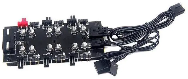Alt view image 6 of 6 - 6 Ports PWM Fan Hub Converter 5V 3PIN RGB Cable Splitter Controller IDE 4 PIN CPU Case Cooling Fan Adapter with 60cm Power Cord