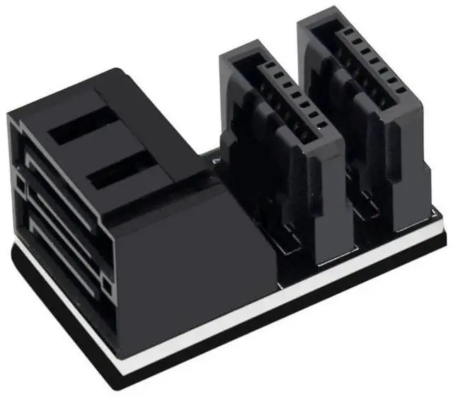 Main image of Double SATA 7Pin Female to 7Pin Male 90 180 Angled Turning Connector Power Adapter Elbow Motherboard Converter PC Space Test
