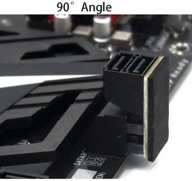 Alt view image 2 of 6 - Double SATA 7Pin Female to 7Pin Male 90 180 Angled Turning Connector Power Adapter Elbow Motherboard Converter PC Space Test