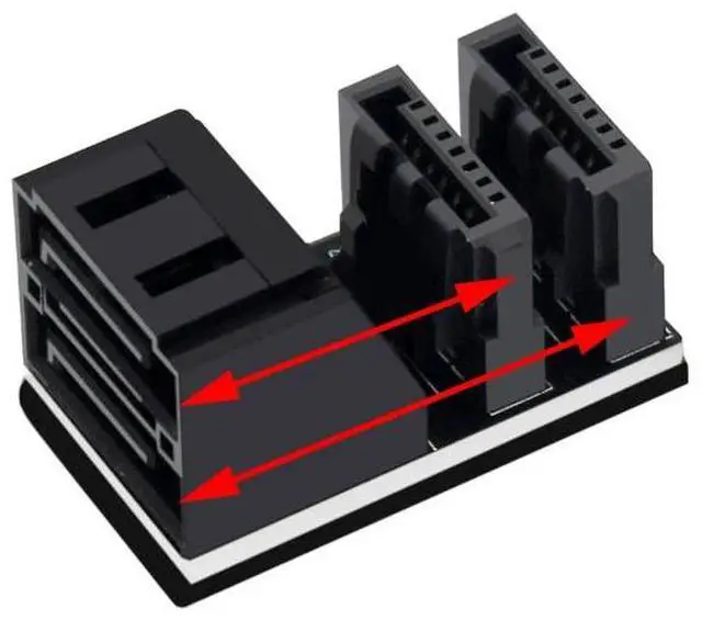 Alt view image 4 of 6 - Double SATA 7Pin Female to 7Pin Male 90 180 Angled Turning Connector Power Adapter Elbow Motherboard Converter PC Space Test