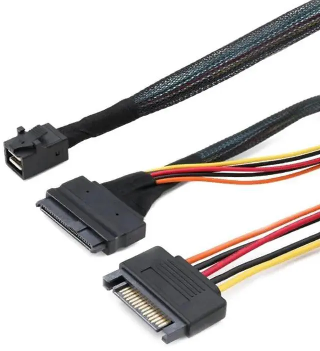 Alt view image 4 of 6 - Mini SAS HD SFF-8643 to SAS 8639 SATA 15p Male Convert Cable Y Shape Computer PC Server Connect Wire 50Cm Extend Line Cord