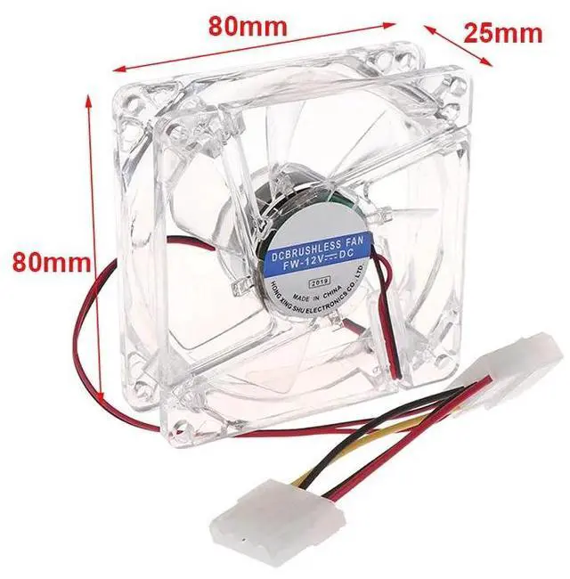 Alt view image 4 of 6 - 8cm Cooling Fan PC Computer Case DC 12V Molex 4PIN Mute Color Light 8025 With LED Lights Chassis 80*80*25mm Cooler