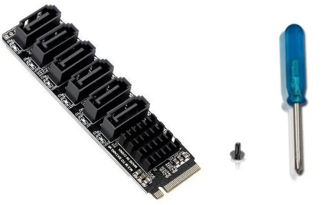 Alt view image 6 of 6 - M.2 M KEY NVME to SATA Convert Card 6 Ports SATA 3.0 Extend Adapter PCIE 3.0 X2 Hard Disk Capacity Expand Adapter