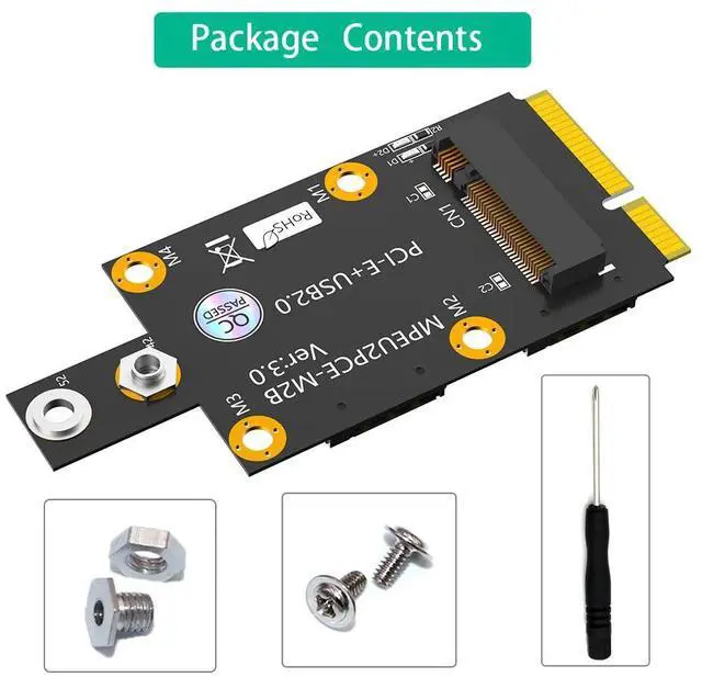 Alt view image 6 of 6 - M.2 Key B to Mini PCI-E Convert Card 3G 4G 5G Dual Nano SIM Card Push Connector WWAN Module M.2 Key B to USB2.0 Extend Adapter