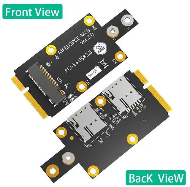 Alt view image 4 of 6 - M.2 Key B to Mini PCI-E Convert Card 3G 4G 5G Dual Nano SIM Card Push Connector WWAN Module M.2 Key B to USB2.0 Extend Adapter