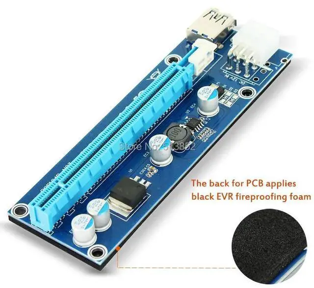 Alt view image 3 of 6 - 006C PCIe Riser Card 1x to 16x USB 3.0 Data Cable SATA 6Pin IDE Molex Power Supply for BTC Miner Machine PC PCI-E Express Card