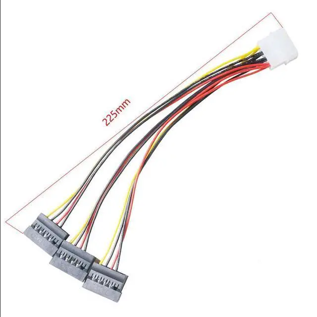 Alt view image 3 of 6 - IDE to SATA Cable Splitter 1 to 3 Extend SATA Male to Big 4 Pin Female Convert Wire PC Computer Hard Disk Power Cord Adapter
