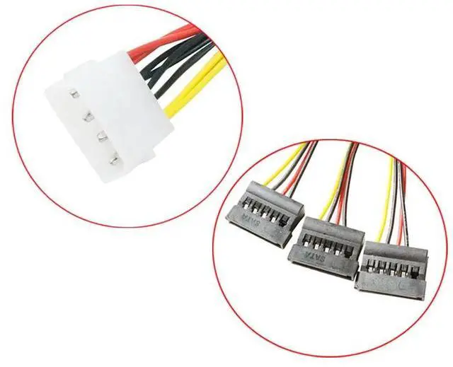 Alt view image 2 of 6 - IDE to SATA Cable Splitter 1 to 3 Extend SATA Male to Big 4 Pin Female Convert Wire PC Computer Hard Disk Power Cord Adapter