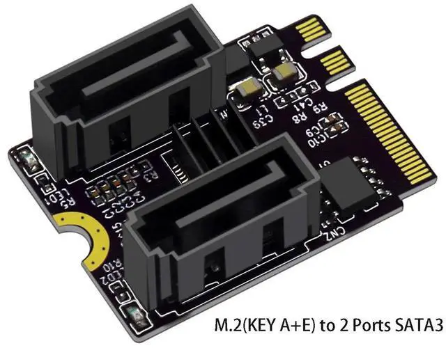 Alt view image 4 of 6 - M.2 A+E KEY to SATA 3.0 Extend Card Convert 2Ports of 6GPS SATA Adapter Connect SSD HDD Drive Free JMB582 for PC Server Data NVR