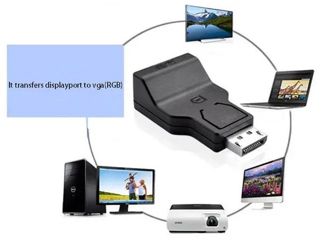 Alt view image 3 of 6 - DP to VGA Converter Computer Graphics Card Video DisplayPort Adapter Extend Cable Splitter Computer Laptop Monitor Connect Plug