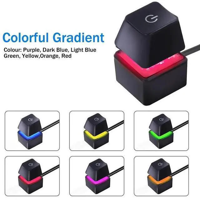 Alt view image 5 of 6 - Desktop Computer Power Switch ON/OFF Colorful Backlight Mechanical Shaft Key External Remote Start PC Motherboard Reset Button
