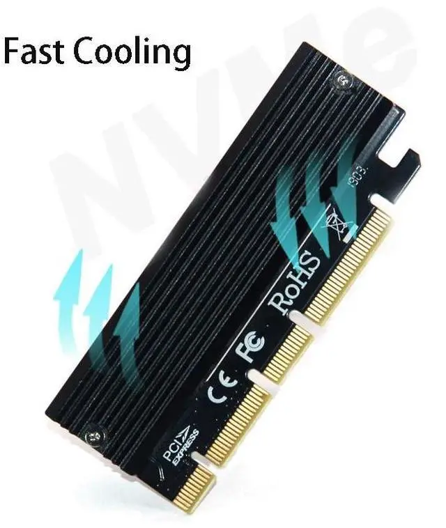Alt view image 4 of 6 - SSD M.2 NVME Convert Card PCIE 4x 8X 16X SSD Expand Card Aluminum Fast Cooling M-KEY Extend Adapter Computer Hard Disk Expansion