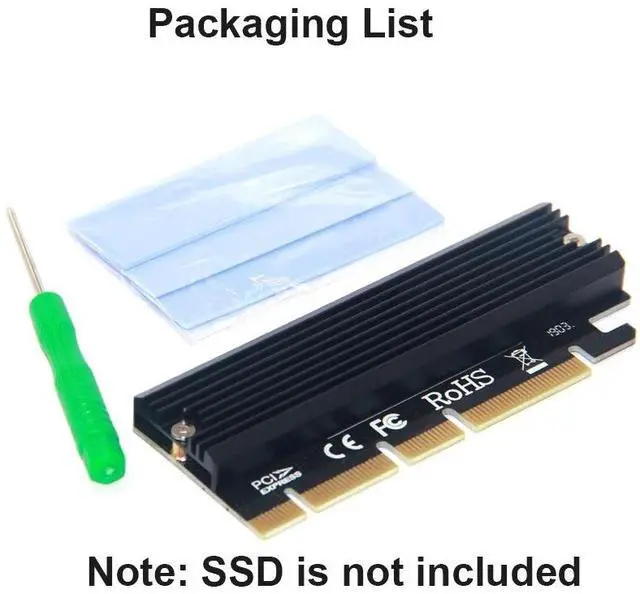 Alt view image 2 of 6 - SSD M.2 NVME Convert Card PCIE 4x 8X 16X SSD Expand Card Aluminum Fast Cooling M-KEY Extend Adapter Computer Hard Disk Expansion