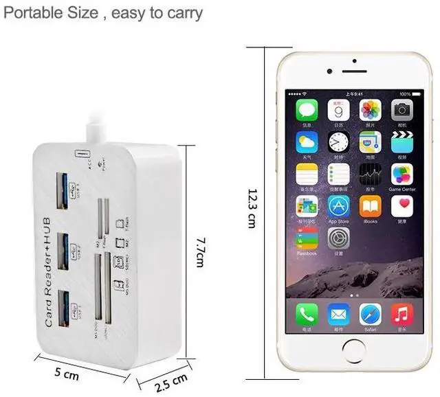 Alt view image 6 of 6 - 2 in 1 USB 3.0 HUB Card Reader Combo Micro SD TF Memory Card Reader USB Disk PC Mouse Adapter Phone Tablet Charging Extend Dock