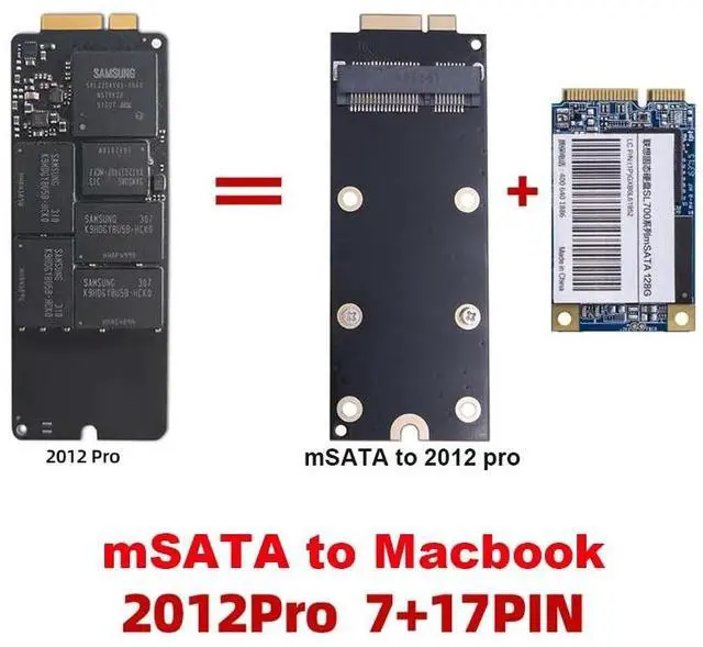 Alt view image 2 of 6 - M.2 NGFF mSATA To 7+17Pin Adapter Card For 2012 M-acbook Pro A1425 A1398 MC975 MC976 MD212 MD213 ME662 ME664 ME665