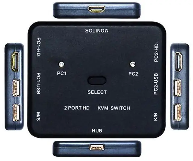 Alt view image 2 of 6 - 2 Port KVM Switch 4K HDMI-Compatible Splitter USB Hub Transfer Adapter Phone Charger Multiple Expander Dock for LCD Computer