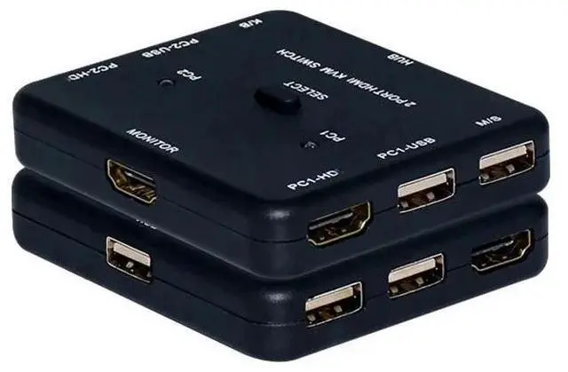 Main image of 2 Port KVM Switch 4K HDMI-Compatible Splitter USB Hub Transfer Adapter Phone Charger Multiple Expander Dock for LCD Computer