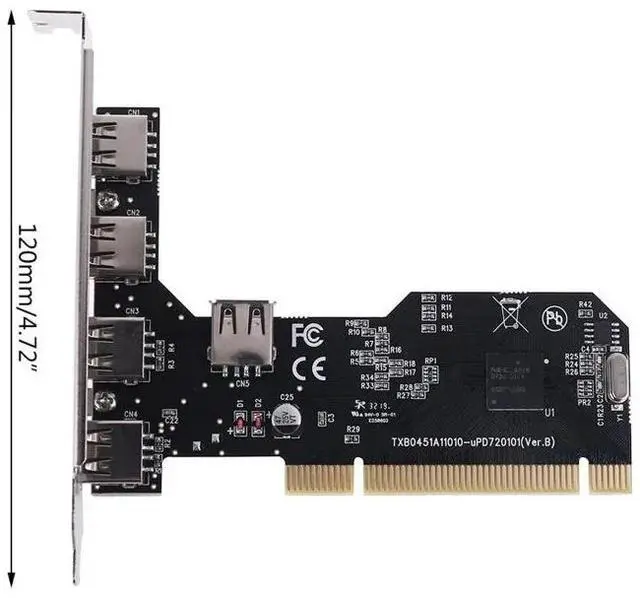 Alt view image 3 of 6 - PCI to USB Extend Card 5 Ports USB2.0 3.0 to PCI 32Bit Converter Adapter with NEC Chip for Desktop PC Computer