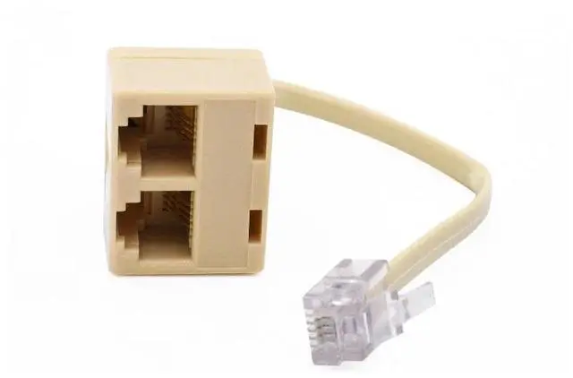 Main image of RJ11 to 6P4C Wire Adapter Telephone Ethernet Cord Converter Landline Male to Female Plug Separator 1 In 2 Out Cable Splitter