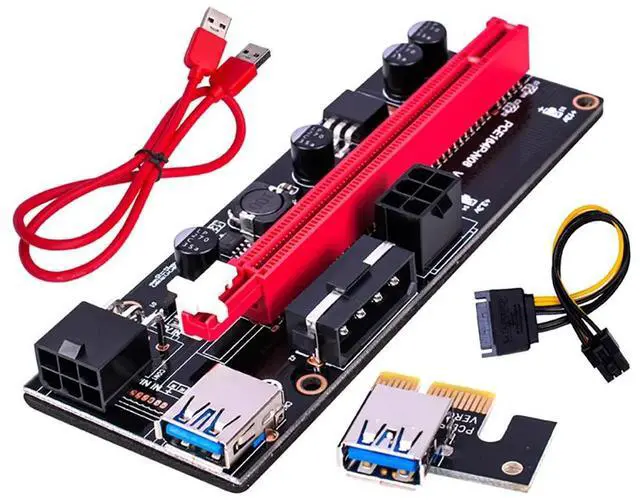 Main image of Newest VER009 USB 3.0 PCI-E Riser VER 009S Express 1X 4x 8x 16x Extender Riser Adapter Card with SATA 15pin to 6 pin Power Cable