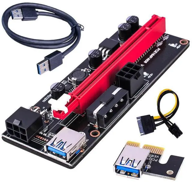 Alt view image 2 of 6 - Newest VER009 USB 3.0 PCI-E Riser VER 009S Express 1X 4x 8x 16x Extender Riser Adapter Card with SATA 15pin to 6 pin Power Cable