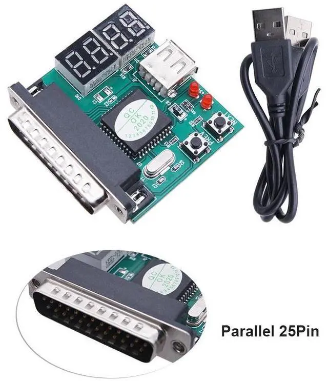 Alt view image 3 of 6 - Laptop Computer 25Pin Diagnostic Card with USB Parallel Port PC Motherboard Analyzer 4-Digit Analysis Post Tester