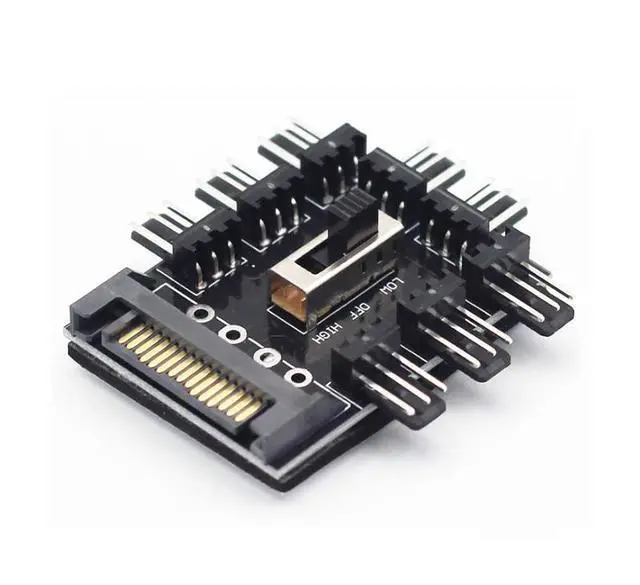 Alt view image 5 of 6 - 1 to 8 3Pin Fan Hub Pwm Sata Molex Splitter PC Mining Cable 12V Power Suppply Cooler Cooling Speed Controller 4PIN Adapter