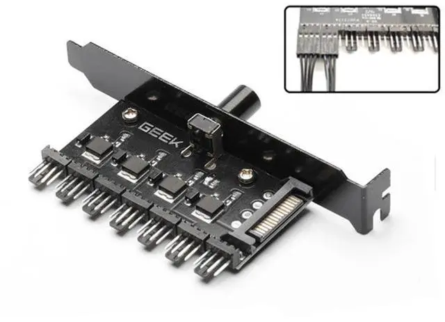 Alt view image 6 of 6 - 7-way Cooling Fan Speed Controller Cable Splitter 3Pin 4 Pin Power Sata Charging Radiator for PC Case Temperature Governor