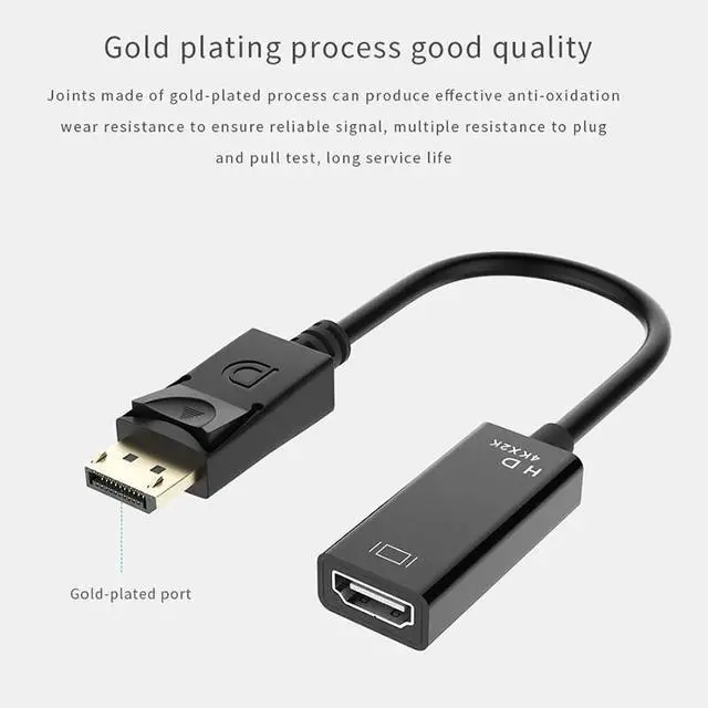 Alt view image 6 of 6 - 4K Big DP to HDMI-compatible Converter Displayport Male to Female Cable Splitter TV Monitor ProjectorVideo Audio Extend Adapter