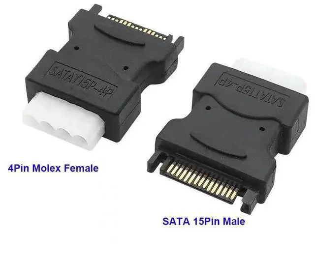 Alt view image 3 of 6 - SATA to Big 4PIN Male Converter to Male SATA 15PIN HDD Power Supply Adapter Hard Disk Female 4Pin Molex IDE Power Support Plug