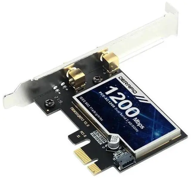 Alt view image 4 of 6 - WiFi 5 PCI-E Adapter AC1200 Wireless Network Card 2.4G/5GHz 802.11AC For Bluetooth 4.2 Desktop Windows 7/8/10/11