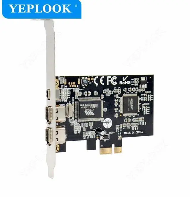 Alt view image 2 of 6 - PCIe 1x 3 Port 1394 Card (2x 6Pin+1x 4Pin) Firewire 800 IEEE Adapter with 6Pin to 4Pin Cable 800mbps for Desktop DV Video Audio