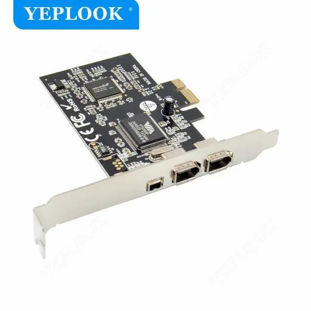 Alt view image 3 of 6 - PCIe 1x 3 Port 1394 Card (2x 6Pin+1x 4Pin) Firewire 800 IEEE Adapter with 6Pin to 4Pin Cable 800mbps for Desktop DV Video Audio