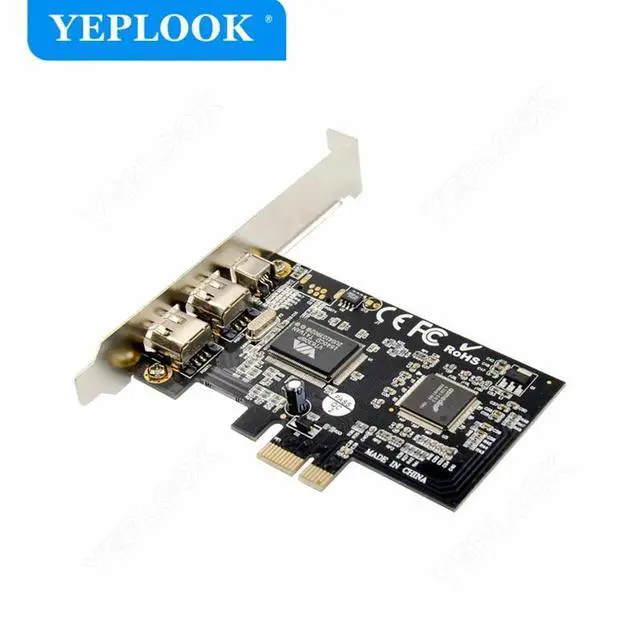 Alt view image 5 of 6 - PCIe 1x 3 Port 1394 Card (2x 6Pin+1x 4Pin) Firewire 800 IEEE Adapter with 6Pin to 4Pin Cable 800mbps for Desktop DV Video Audio