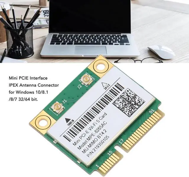 Alt view image 3 of 6 - WiFi 5 MPE-8265AC 8265HMW 8265AC 867Mbps+300Mbps Dual Band 2.4G/5Ghz Bluetooth 4.2 802.11ac 2x2 Mini PCI-E Wireless Network Card